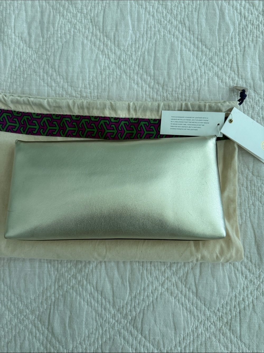 TORY BURCH Miller Clutch Bag Gold Leather Clutch Bag - Picture 6 of 16